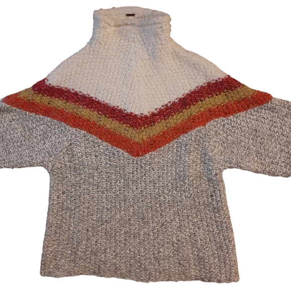 Free People Womens XS Turn Around Color Block Chunky Turtleneck Sweater - Picture 1 of 3